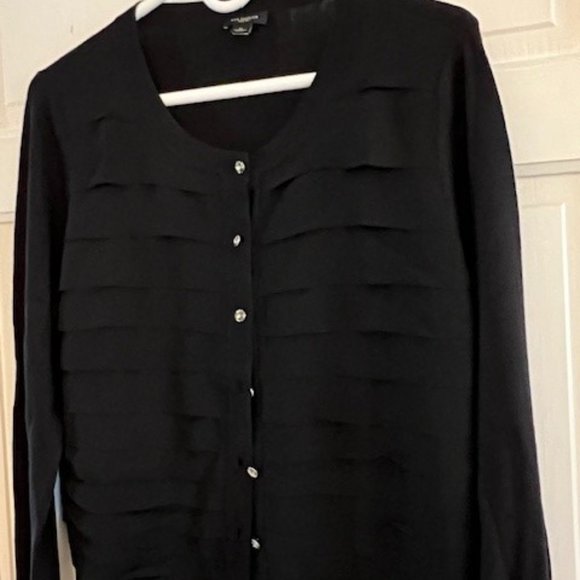 Ann Taylor Classic Black Cardigan with Rhinestone Buttons - Picture 5 of 7